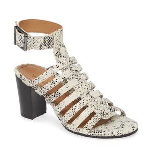 SAMI VIONIC Snakeskin STRAPPY Block High Heel Open Toe Sandal Shoes NEW White